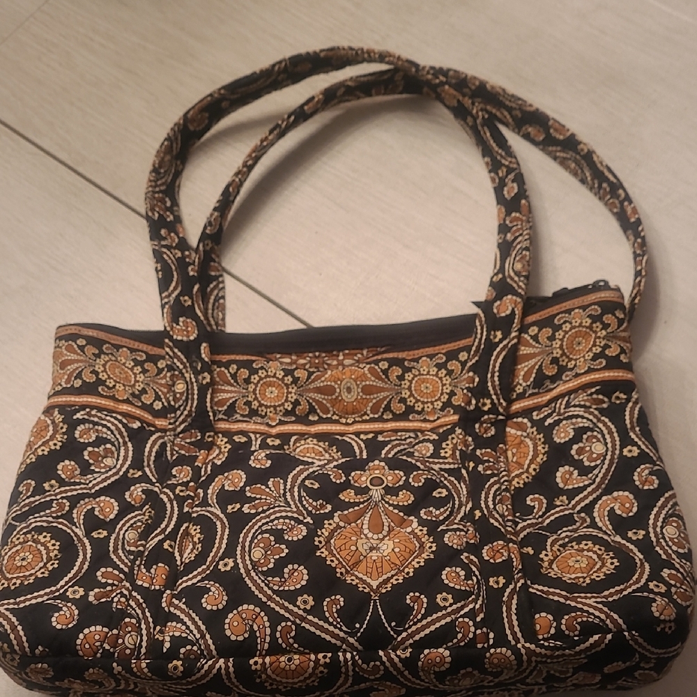 Vera Brafley Elegant Black and Gold Patterned Women's Bag